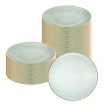 Rippled Translucent Plastic Plates with Gold Rim