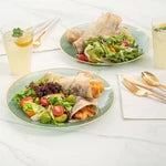 Rippled Translucent Plastic Plates with Gold Rim