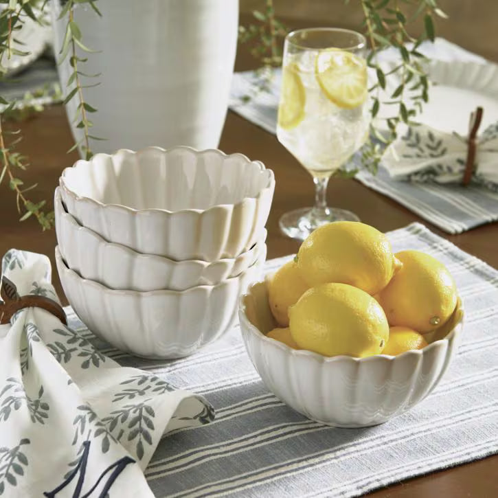 Ceramic Fluted Bowl, Set Of Four